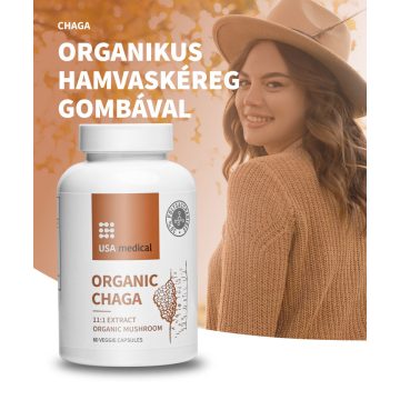   USA Medical Hamvaskéreg gomba kapszula acerola kivonattal ORGANIC CHAGA – 60 db