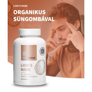   USA Medical Süngomba kapszula acerola kivonattal ORGANIC LION’S MANE – 60 db